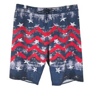 O'Neill Hyperfreak Boardshorts Mens Size 32‎ American Flag Patriotic SS-1980